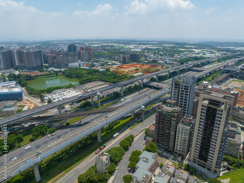Naklejka premium Top view of the city in Linkou district in New Taipei City of Taiwan