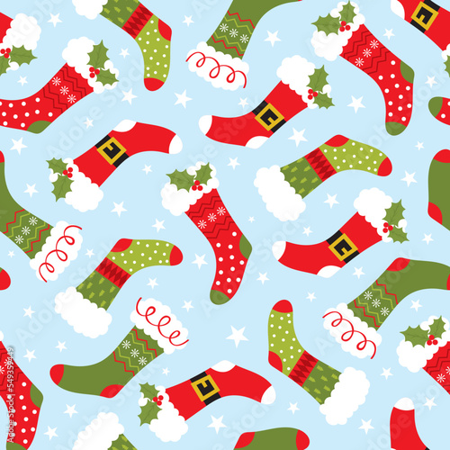 seamless pattern with christmas socks design