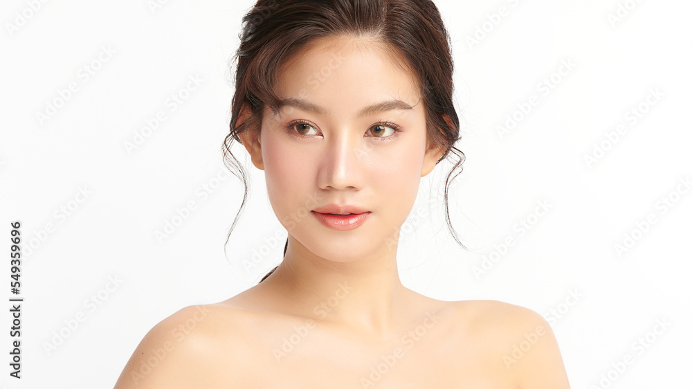 Beautiful young asian woman with clean fresh skin on white background, Face care, Facial treatment, Cosmetology, beauty and spa, Asian women portrait. Beautiful young asian woman with clean fresh skin on white background, Face care, Facial treatment, Cosmetology, beauty and spa, Asian women portrait.
