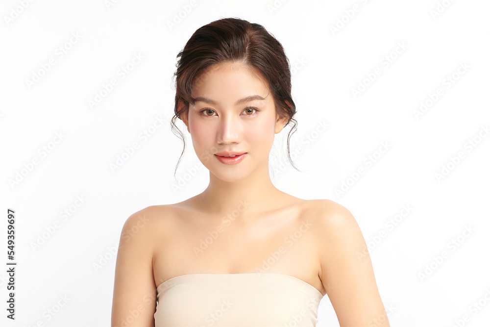 Beautiful young asian woman with clean fresh skin on white background, Face care, Facial treatment, Cosmetology, beauty and spa, Asian women portrait. Beautiful young asian woman with clean fresh skin on white background, Face care, Facial treatment, Cosmetology, beauty and spa, Asian women portrait.