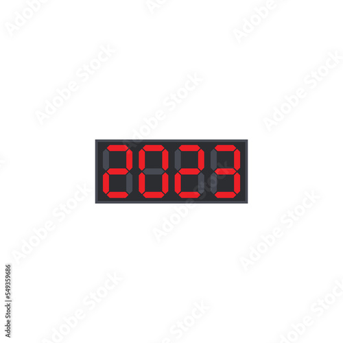 Happy new year 2023 digital number. Vector logo icon template