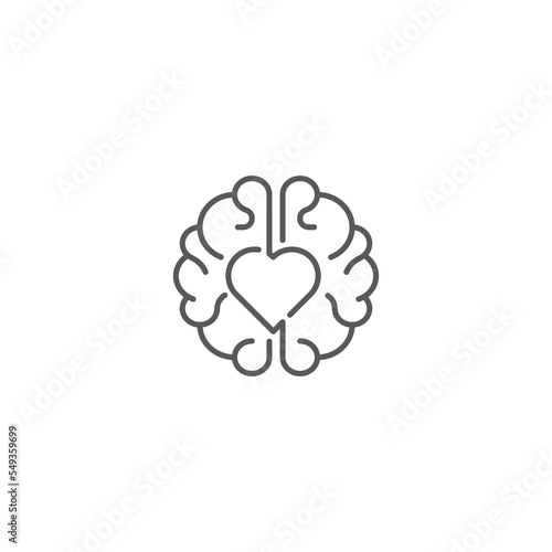 Rational love, brain heart. Vector logo icon template