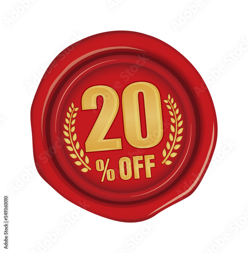 20% off icon illustration for e-commerce site etc. ( sealing wax motif ) / png ( background transparent ) 