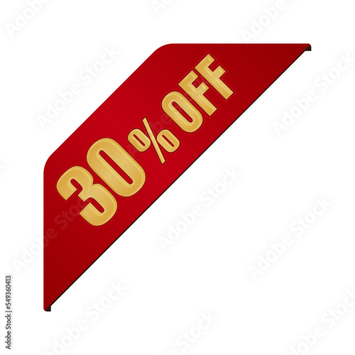 30% off icon illustration for e-commerce site etc. ( corner ribbon ) / png ( background transparent ) 