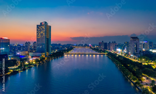 Night View of Sanjiangkou City  Ningbo  Zhejiang Province  China