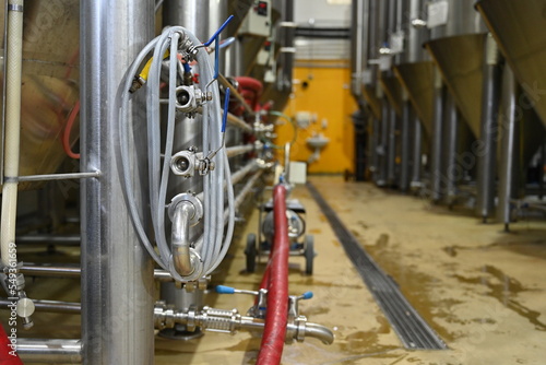 food processing plant, valves and fittings on beer making equipment