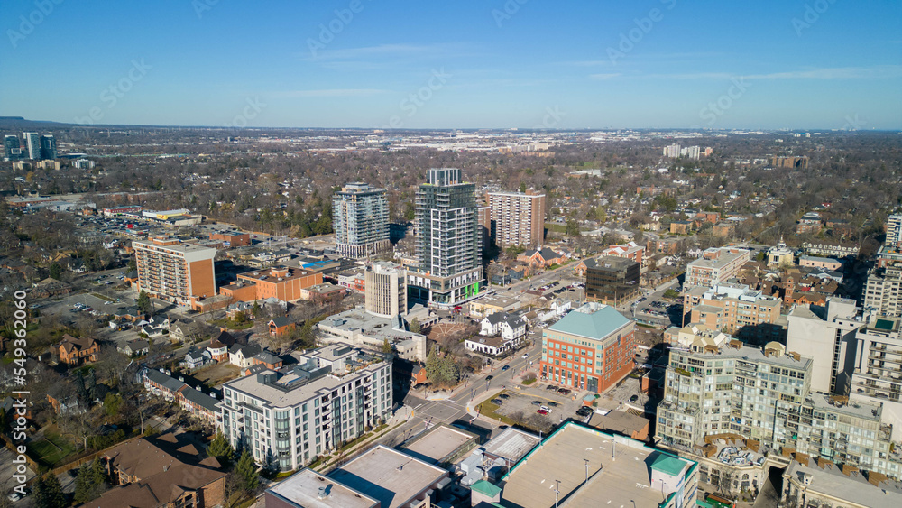 Aerial view of Burlington Ontario near Brant Street Pier