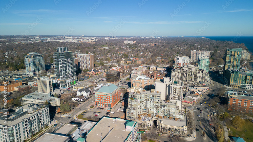 Aerial view of Burlington Ontario near Brant Street Pier