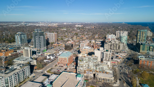 Aerial view of Burlington Ontario near Brant Street Pier