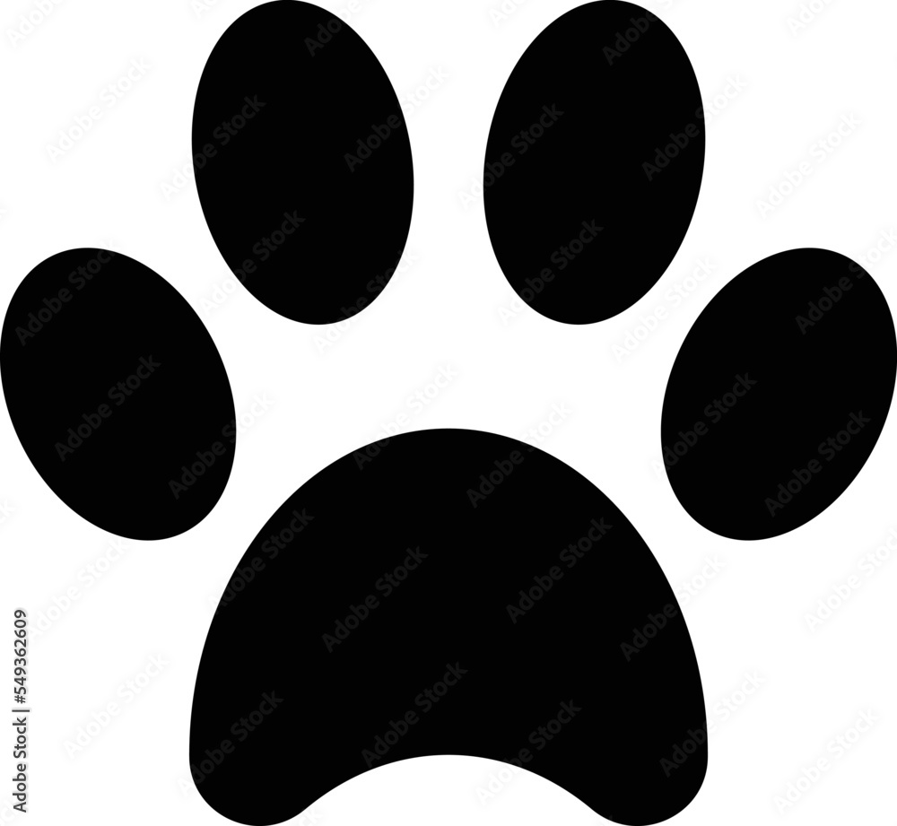 Paw Print icon. Vector. Dog or cat pet paw flat logo icon silhouette. Simple black vector symbol illustration isolated on white background. Kitten or puppy paw trace for print or web. Paw Print icon. Vector. Dog or cat pet paw flat logo icon silhouette. Simple black vector symbol illustration isolated on white background. Kitten or puppy paw trace for print or web.
