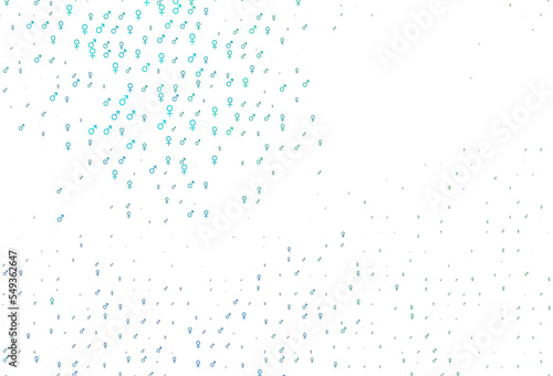 Light blue, green vector template with man, woman symbols.