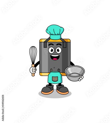 Illustration of punching bag as a bakery chef