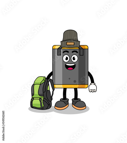 Illustration of punching bag mascot as a hiker
