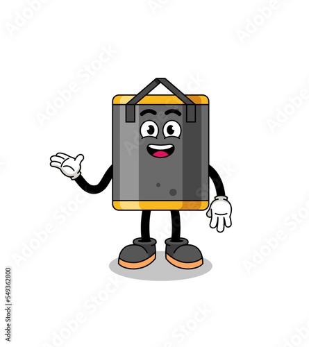 punching bag cartoon with welcome pose