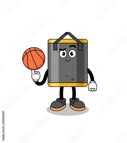 punching bag illustration as a basketball player