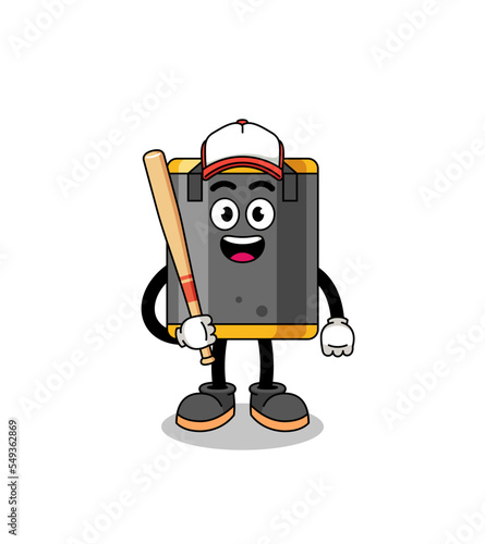 punching bag mascot cartoon as a baseball player