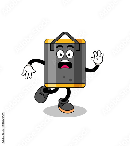slipping punching bag mascot illustration
