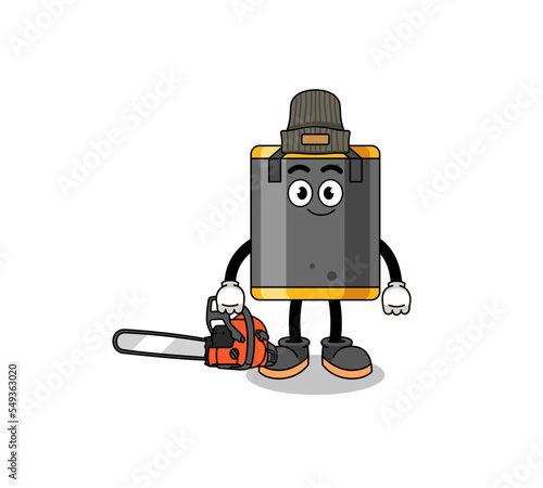 punching bag illustration cartoon as a lumberjack