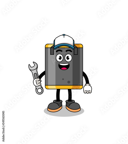 punching bag illustration cartoon as a mechanic