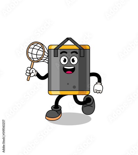 Cartoon of punching bag catching a butterfly