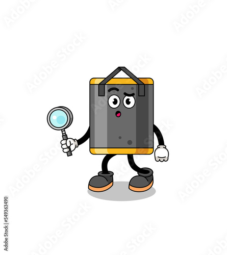 Mascot of punching bag searching