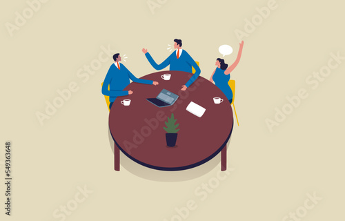 Brainstorming teamwork process. People around the table. Business group collaboration.