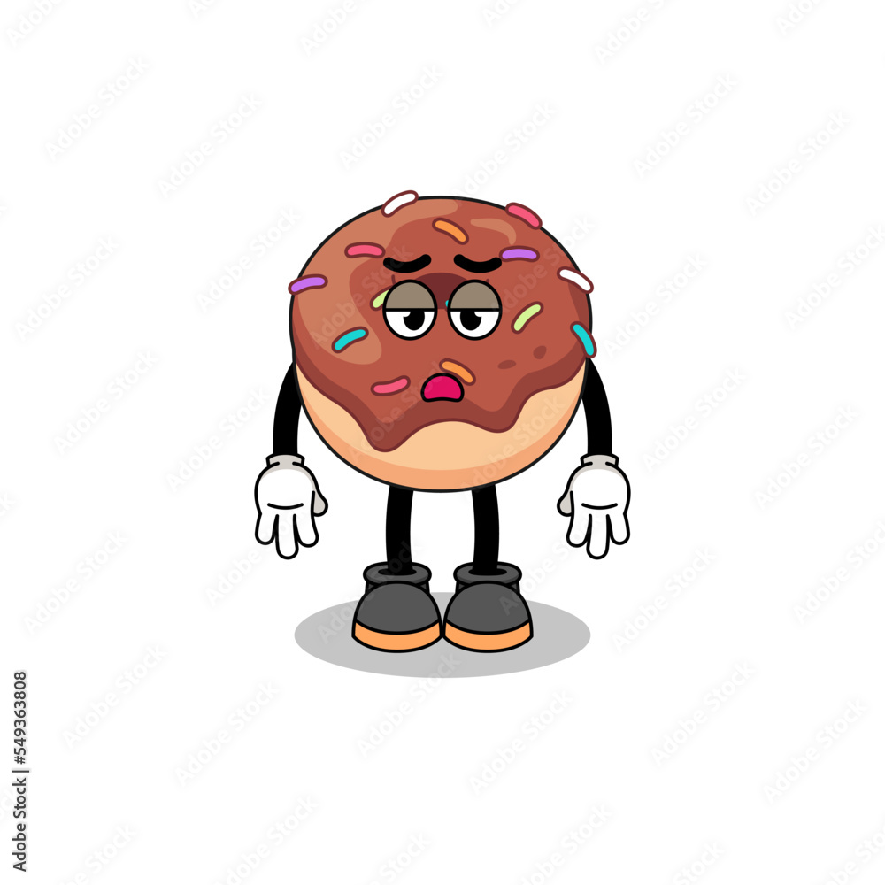 donuts cartoon with fatigue gesture donuts cartoon with fatigue gesture