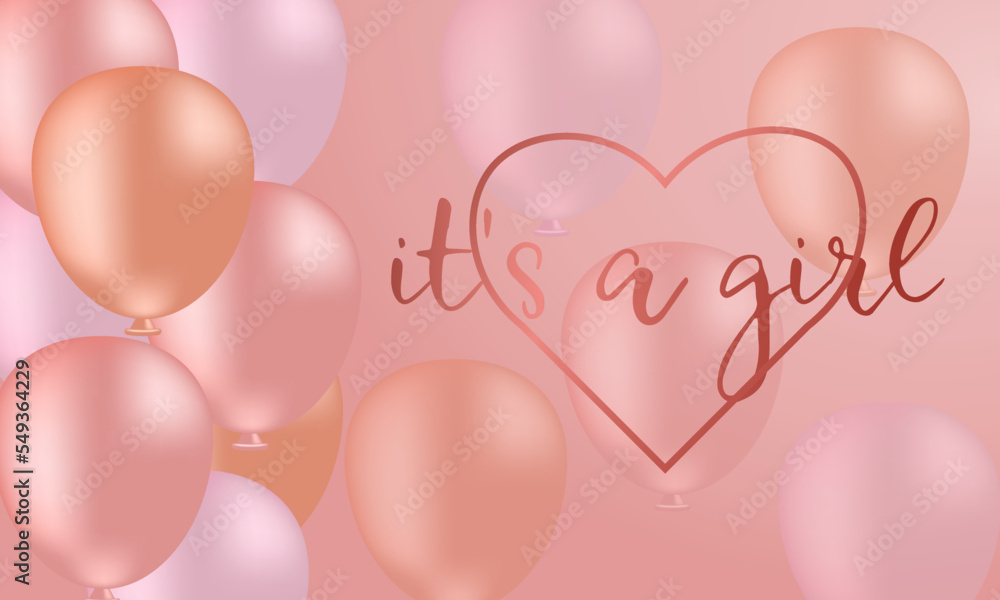 it's a girl card with pink balloons	