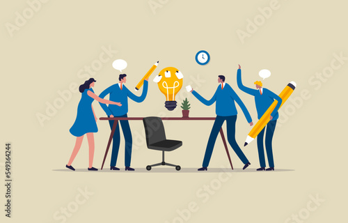 Ideas Brainstorming. team collaboration for a new ideas. Business team around a table. Illustration