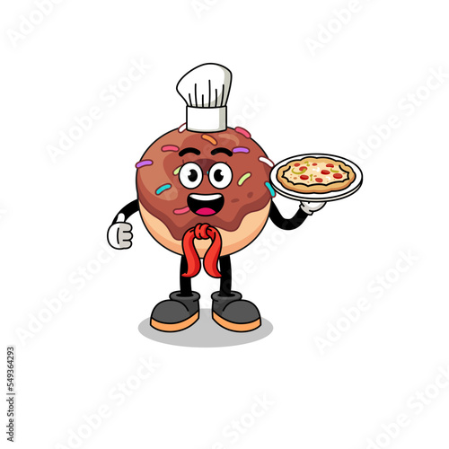Illustration of donuts as an italian chef