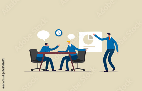 Presentation room. Business meeting in the conference room concept.  Illustration