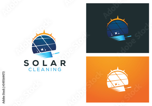 solar panel cleaning service logo icon