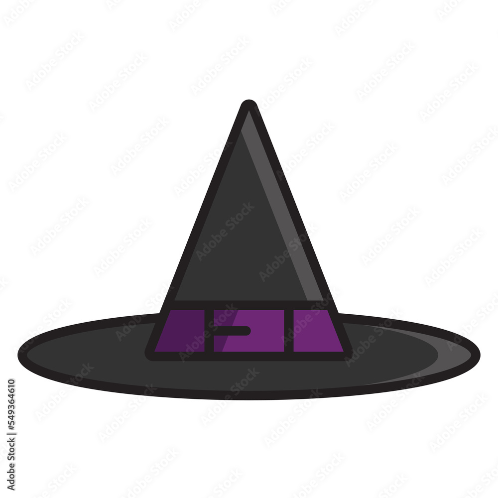 Fototapeta premium Witch hat icon for Halloween. Isolated vector illustration. Wizard hat icon or logo isolated sign symbol vector illustration - high quality black style vector icons. Magic symbol. Vector EPS10