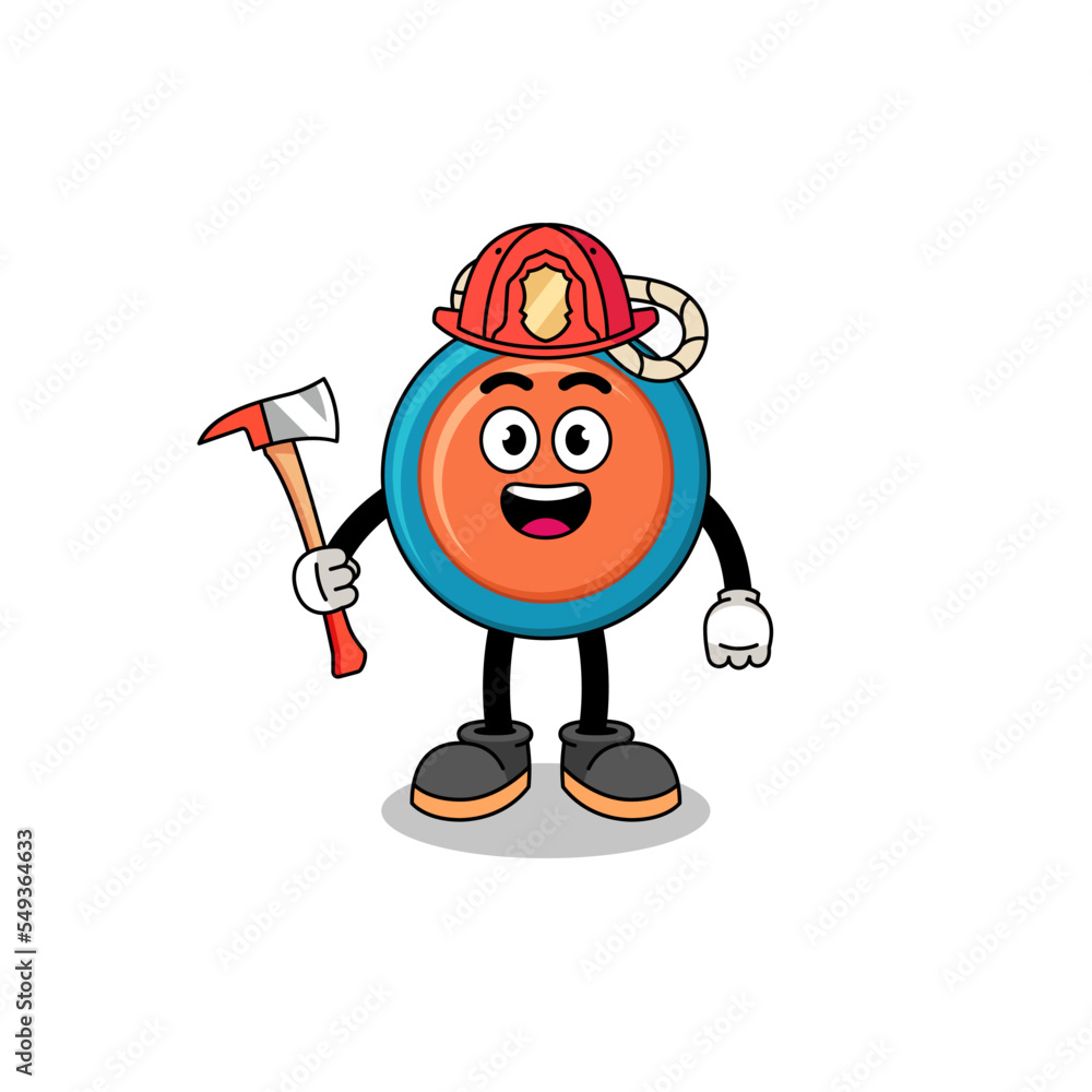 Cartoon mascot of yoyo firefighter Cartoon mascot of yoyo firefighter