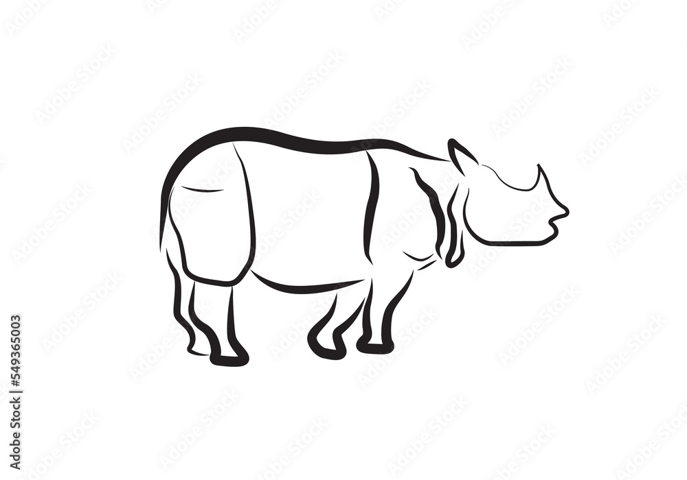 Rhino standing vector icon. African rhinoceros logo. Rhino standing vector icon. African rhinoceros logo.