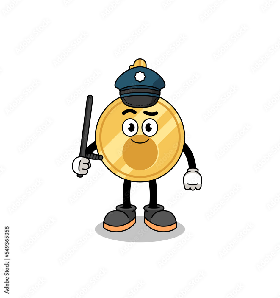 Cartoon Illustration of key police Cartoon Illustration of key police