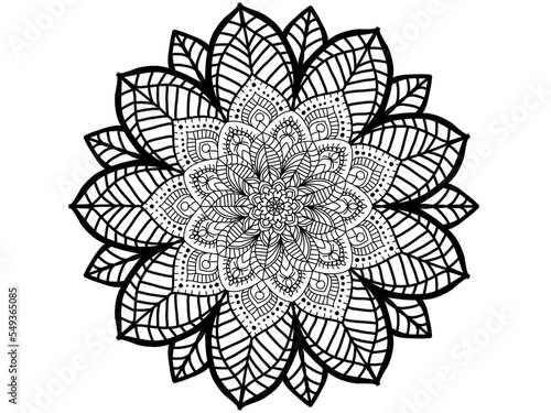 Mandala design hand drawn pattern for background wallpaper meditation coloring.