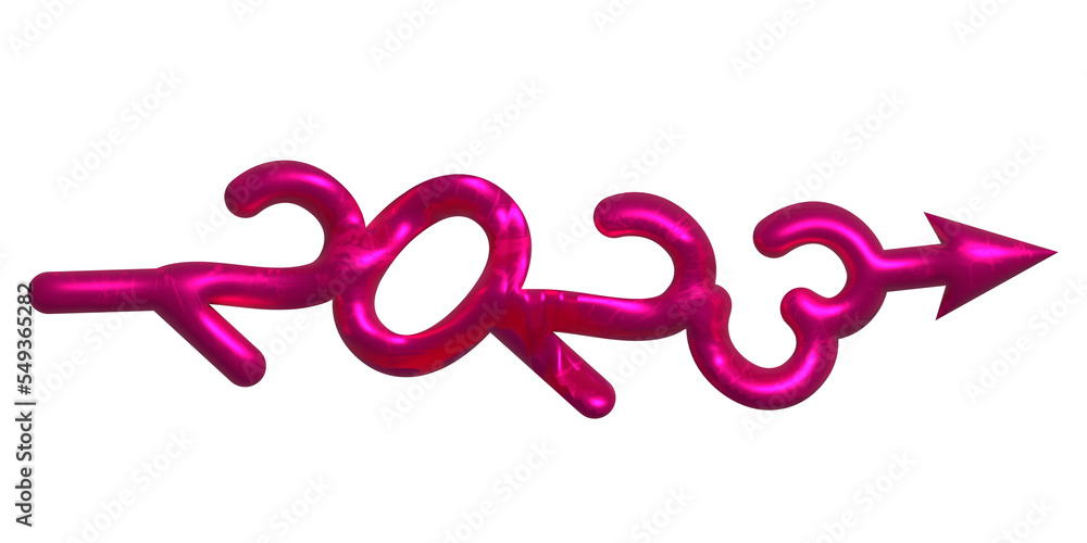 2023 Continuous one line drawing of a new year text. 2023 lettering. Celebration New Year concept isolated on white background. Text for greeting card design. 3d render illustration 2023 Continuous one line drawing of a new year text. 2023 lettering. Celebration New Year concept isolated on white background. Text for greeting card design. 3d render illustration