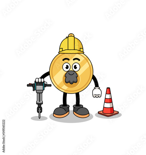 Character cartoon of key working on road construction