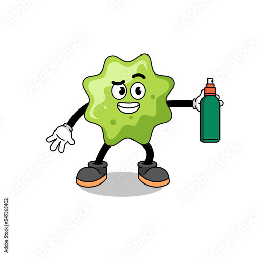 splat illustration cartoon holding mosquito repellent