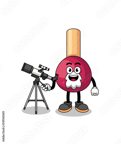 Illustration of matches mascot as an astronomer