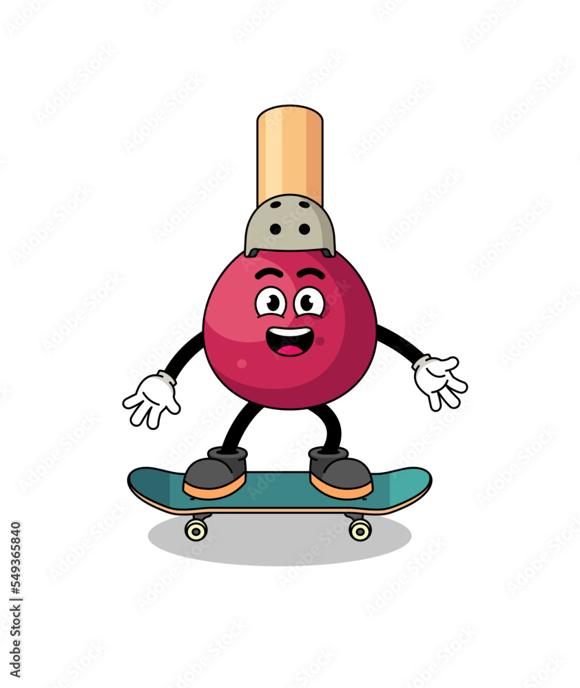 matches mascot playing a skateboard