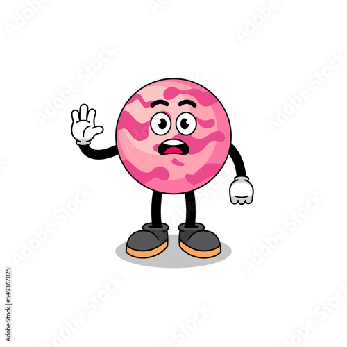 ice cream scoop cartoon illustration doing stop hand