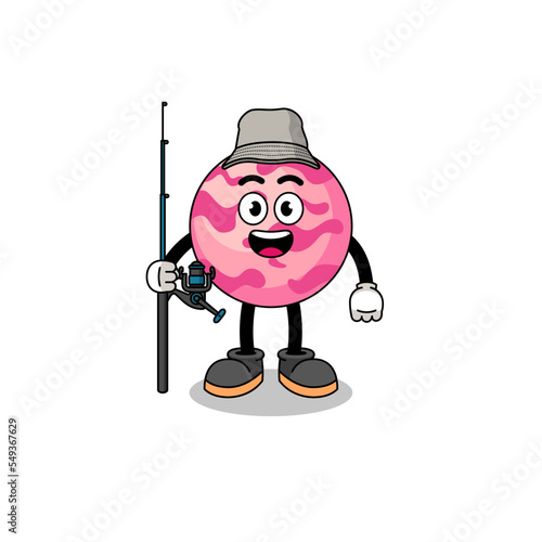 Mascot Illustration of ice cream scoop fisherman