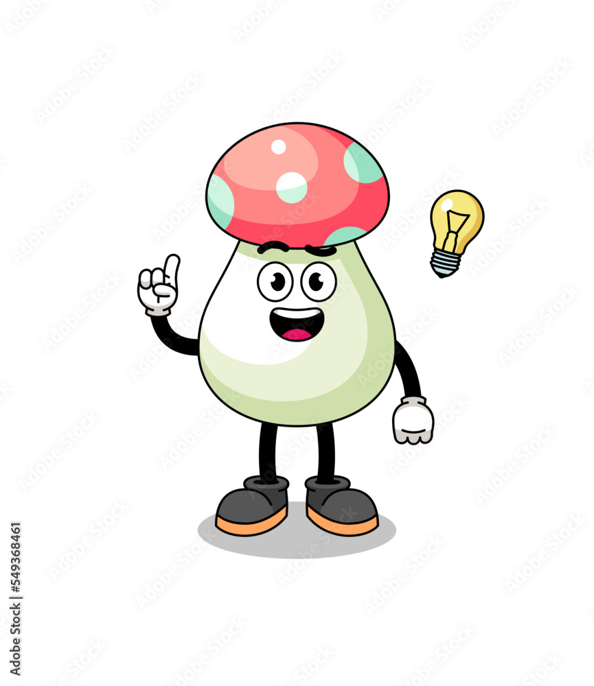 mushroom cartoon with get an idea pose
