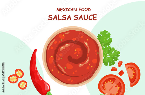 Salsa sauce with ingredients. Mexican food.