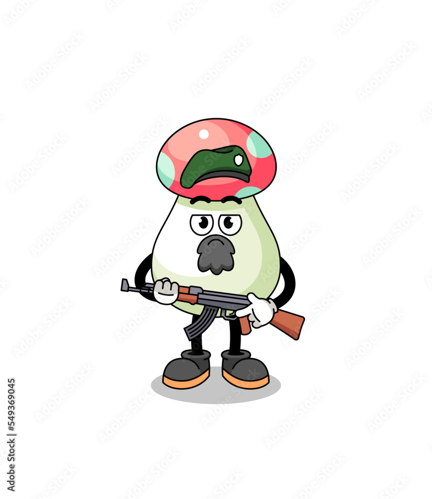 Character cartoon of mushroom as a special force