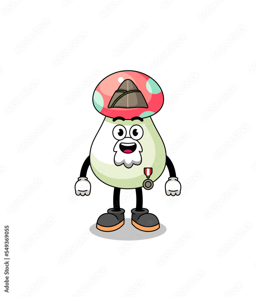 Character cartoon of mushroom as a veteran Character cartoon of mushroom as a veteran