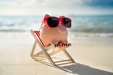 Pink Piggy Bank Object On Vacation