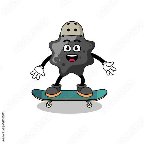 ink mascot playing a skateboard